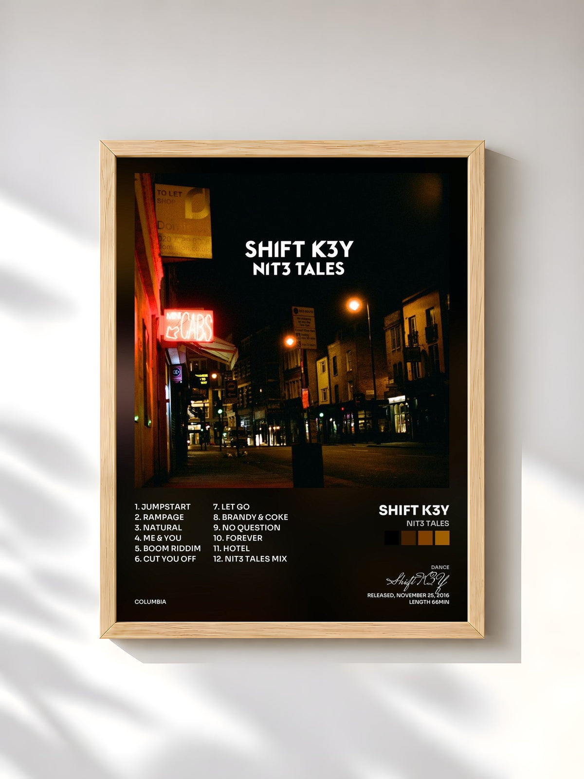 #bois Tableau de l'album NIT3 TALES de Shift K3Y, cadre en bois brut, imprimé et encadré en France