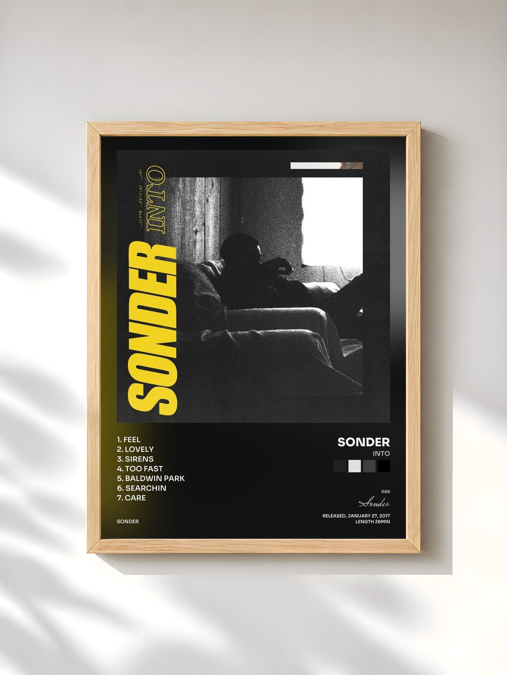 #bois Tableau de l'album Into de Sonder, cadre en bois brut, imprimé et encadré en France