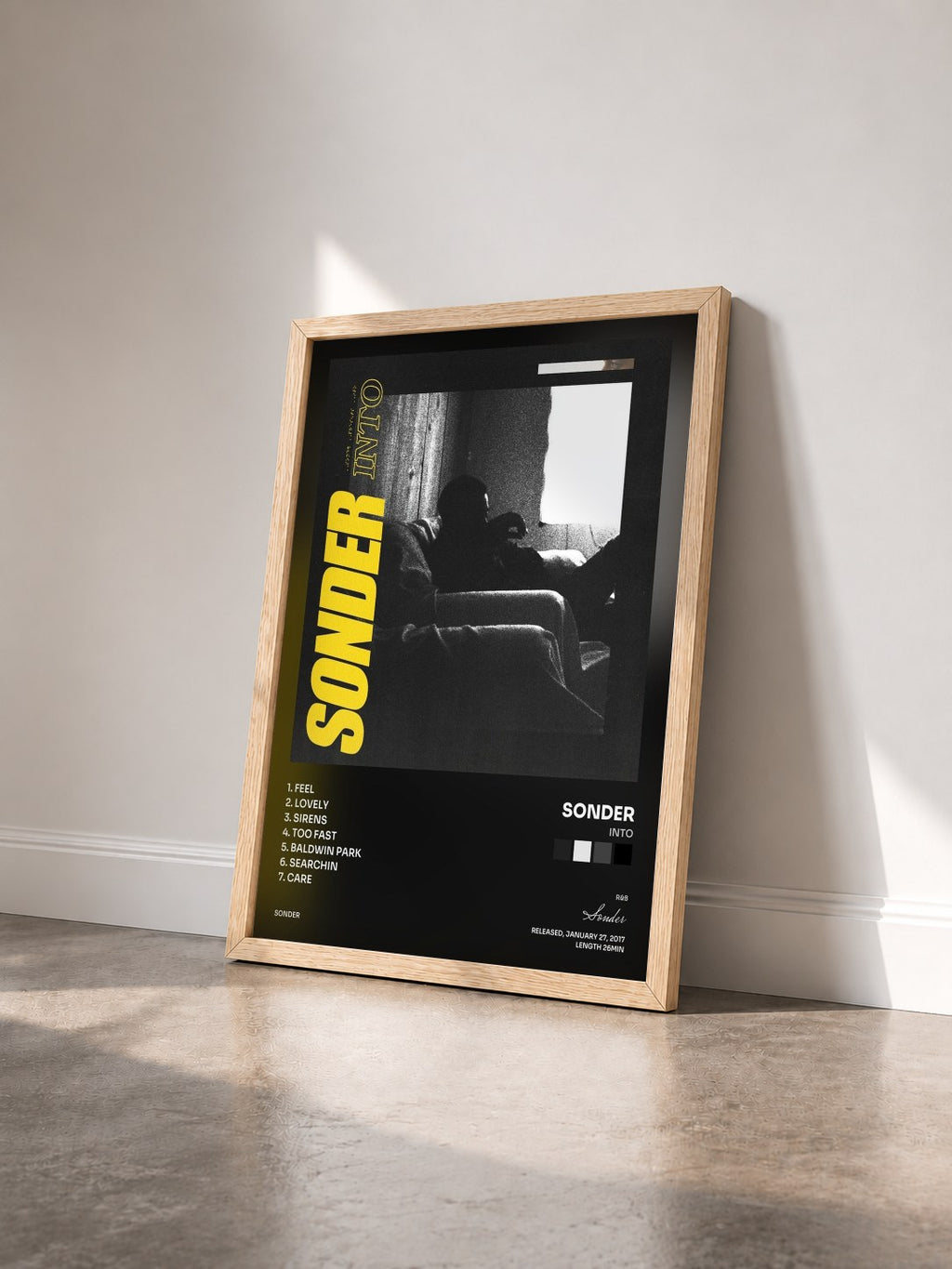 #bois Tableau de l'album Into de Sonder vu de trois quarts, cadre en bois brut
