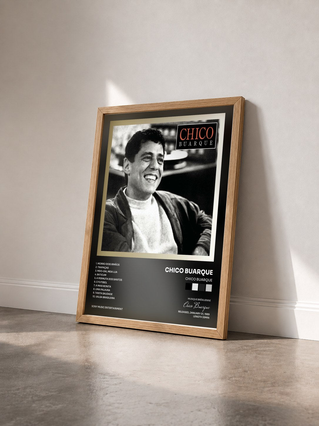 #bois Tableau de l'album Chico Buarque de Chico Buarque vu de trois quarts, cadre en bois brut