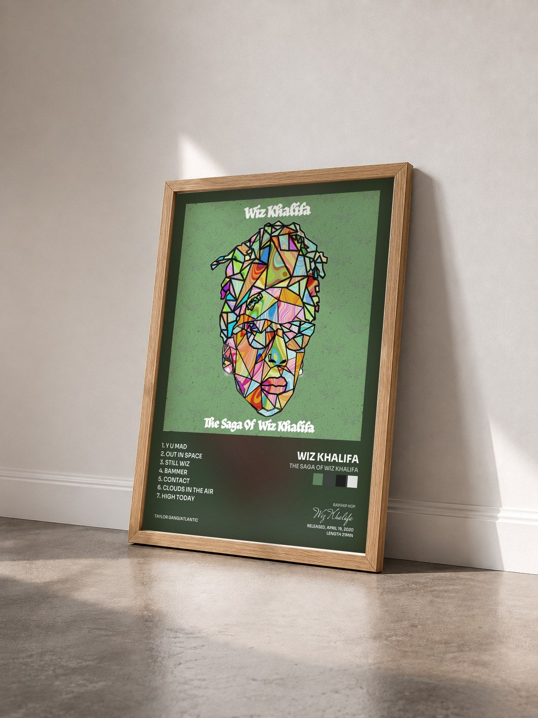 #bois Tableau de l'album The Saga of Wiz Khalifa de Wiz Khalifa vu de trois quarts, cadre en bois brut