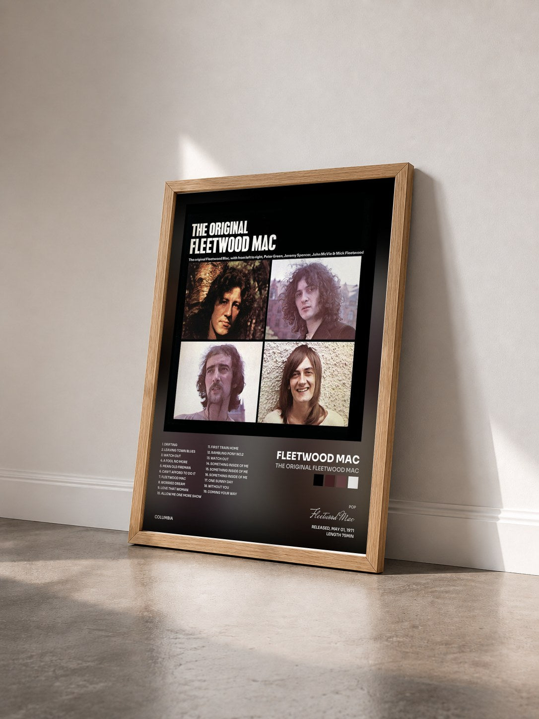 #bois Tableau de l'album The Original Fleetwood Mac de Fleetwood Mac vu de trois quarts, cadre en bois brut