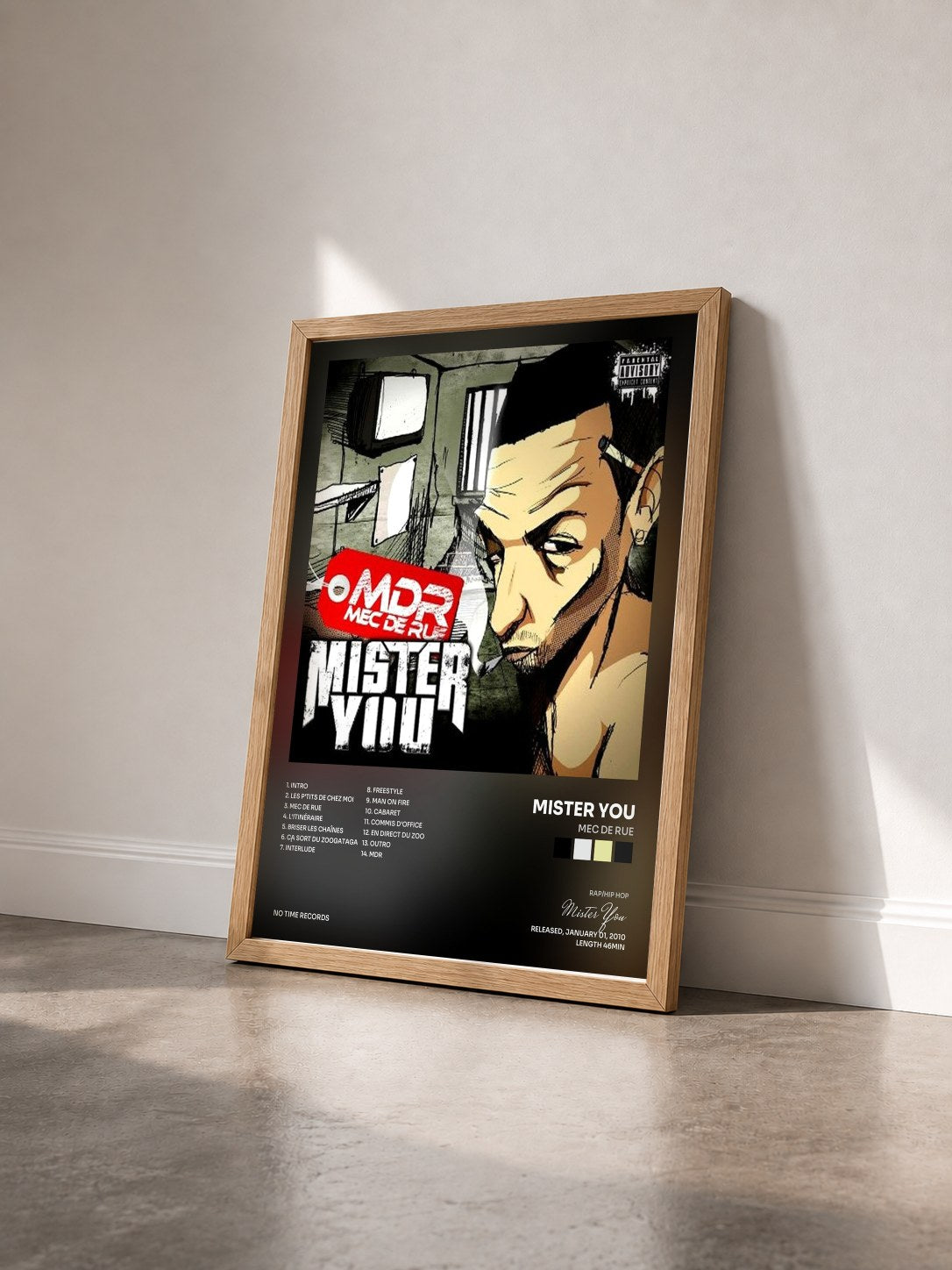 #bois Tableau de l'album Mec De Rue de Mister You vu de trois quarts, cadre en bois brut