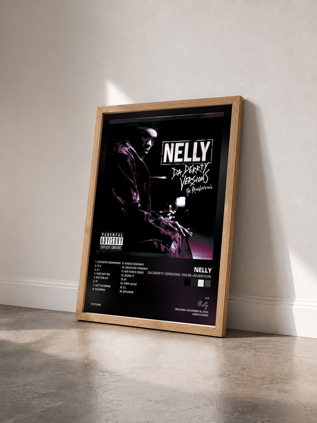 #bois Tableau de l'album Da Derrty Versions: The Re-invention de Nelly vu de trois quarts, cadre en bois brut