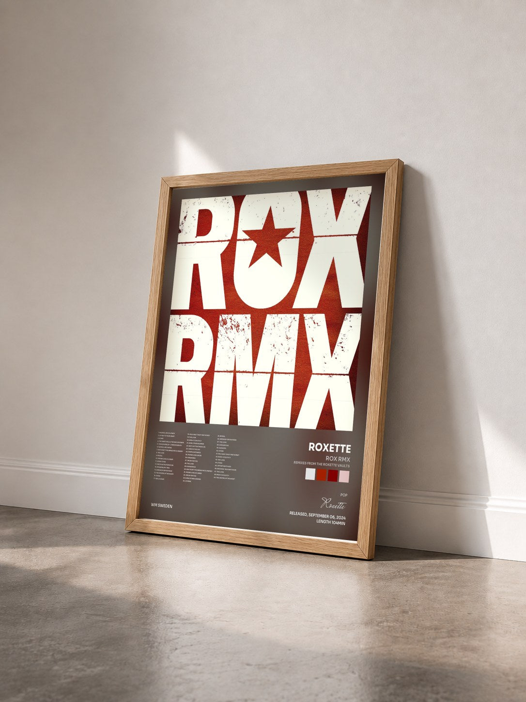 #bois Tableau de l'album ROX RMX (Remixes From The Roxette Vaults) de Roxette vu de trois quarts, cadre en bois brut