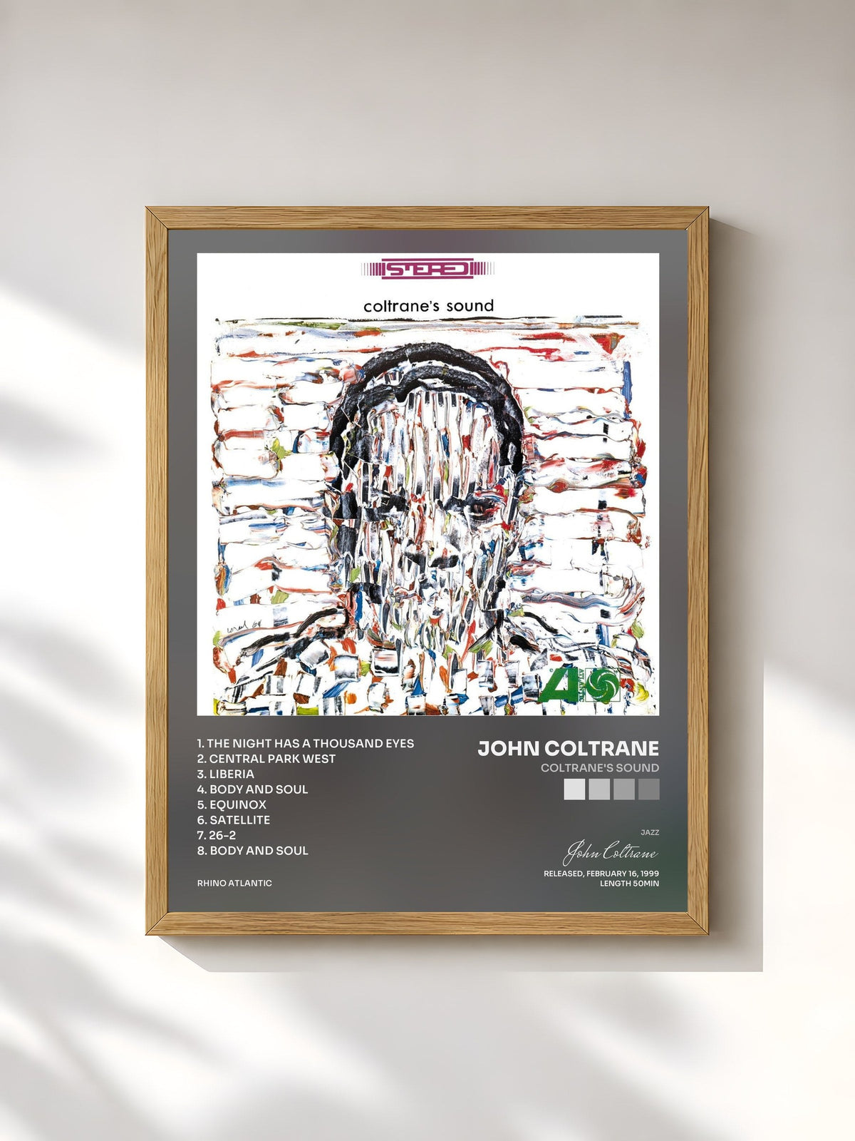 #bois Tableau de l'album Coltrane's Sound de John Coltrane, cadre en bois brut, imprimé et encadré en France