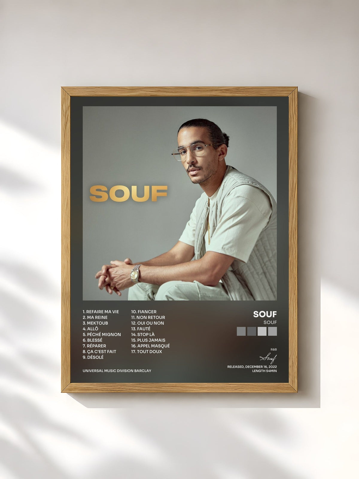 #bois Tableau de l'album Souf de Souf, cadre en bois brut, imprimé et encadré en France