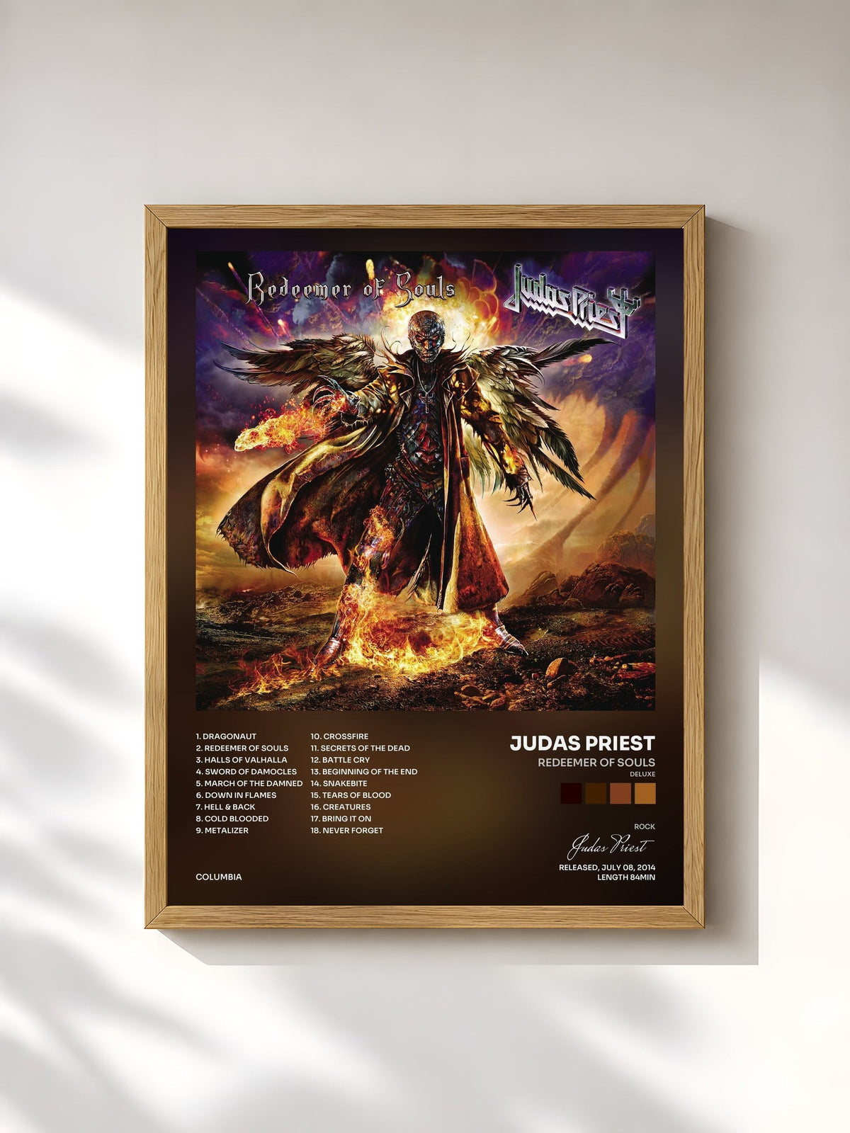 #bois Tableau de l'album Redeemer of Souls (Deluxe) de Judas Priest, cadre en bois brut, imprimé et encadré en France