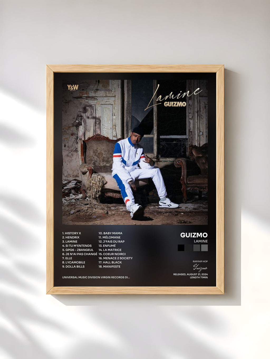 #bois Tableau de l'album Lamine de Guizmo, cadre en bois brut, imprimé et encadré en France