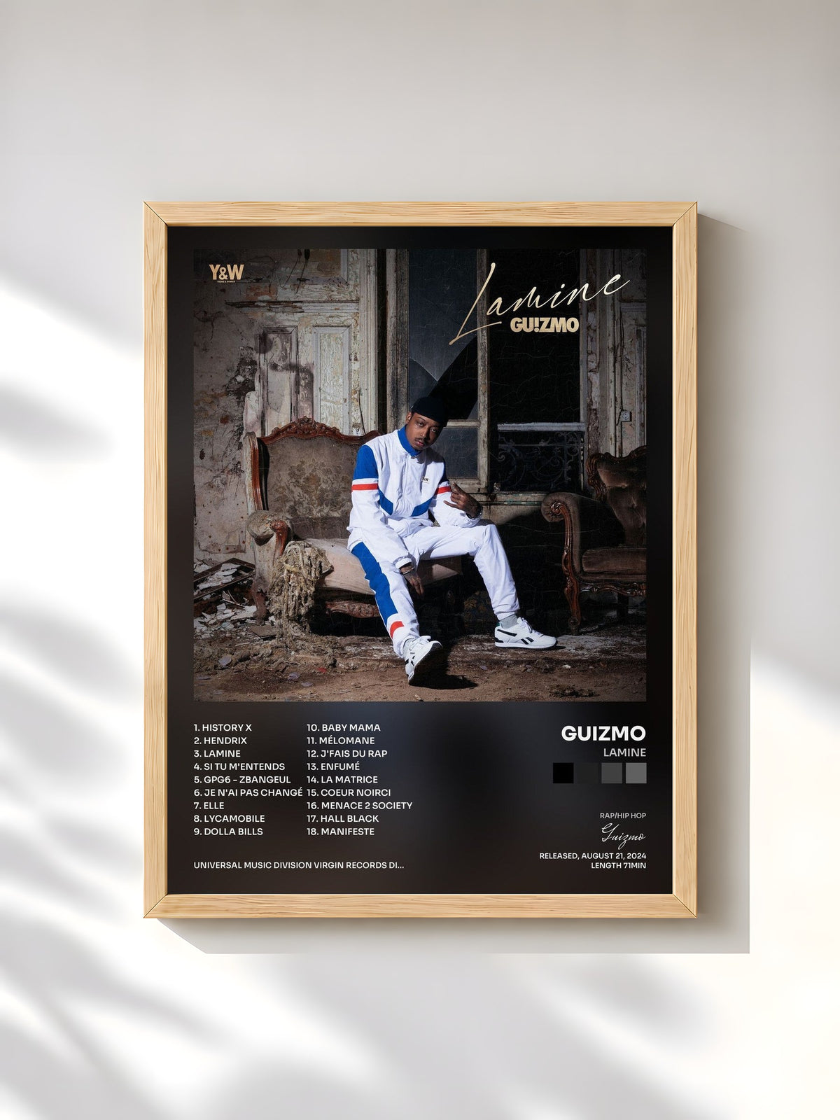 #bois Tableau de l'album Lamine de Guizmo, cadre en bois brut, imprimé et encadré en France
