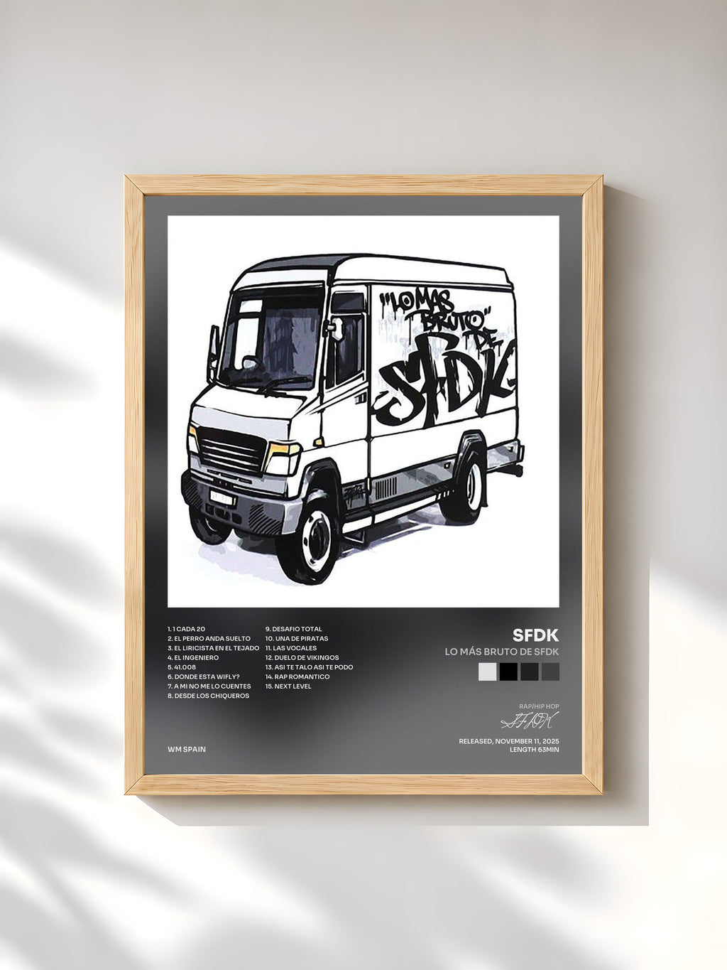 #bois Tableau de l'album Lo más bruto de SFDK de SFDK, cadre en bois brut, imprimé et encadré en France