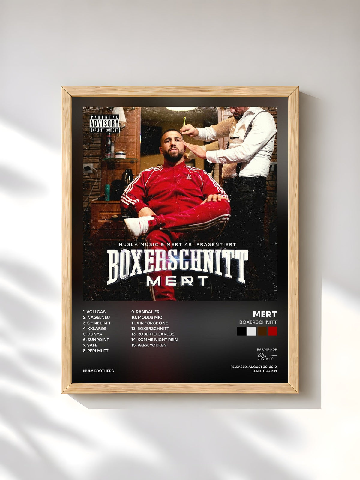 #bois Tableau de l'album Boxerschnitt de Mert, cadre en bois brut, imprimé et encadré en France