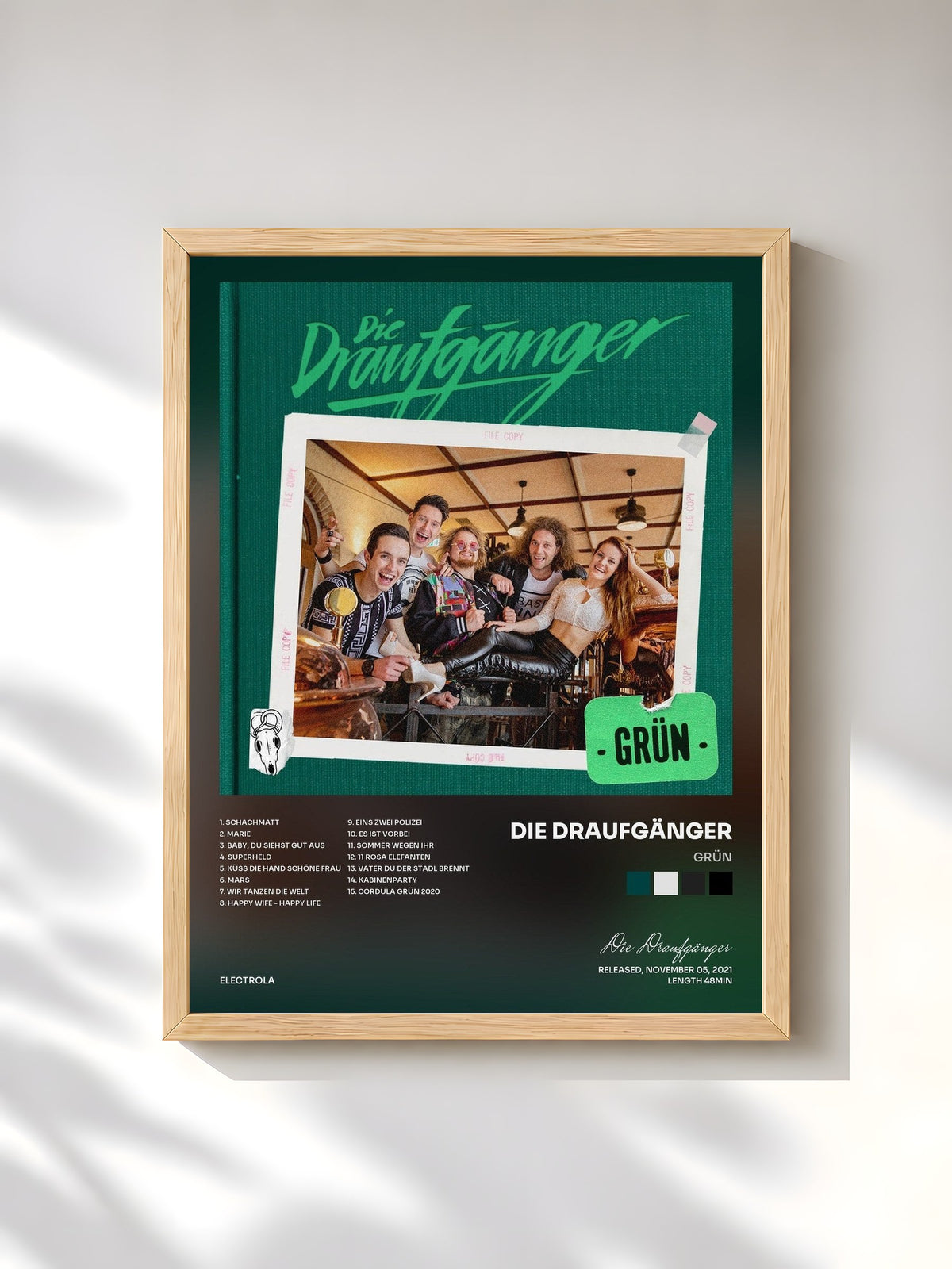 #bois Tableau de l'album Grün de Die Draufgänger, cadre en bois brut, imprimé et encadré en France