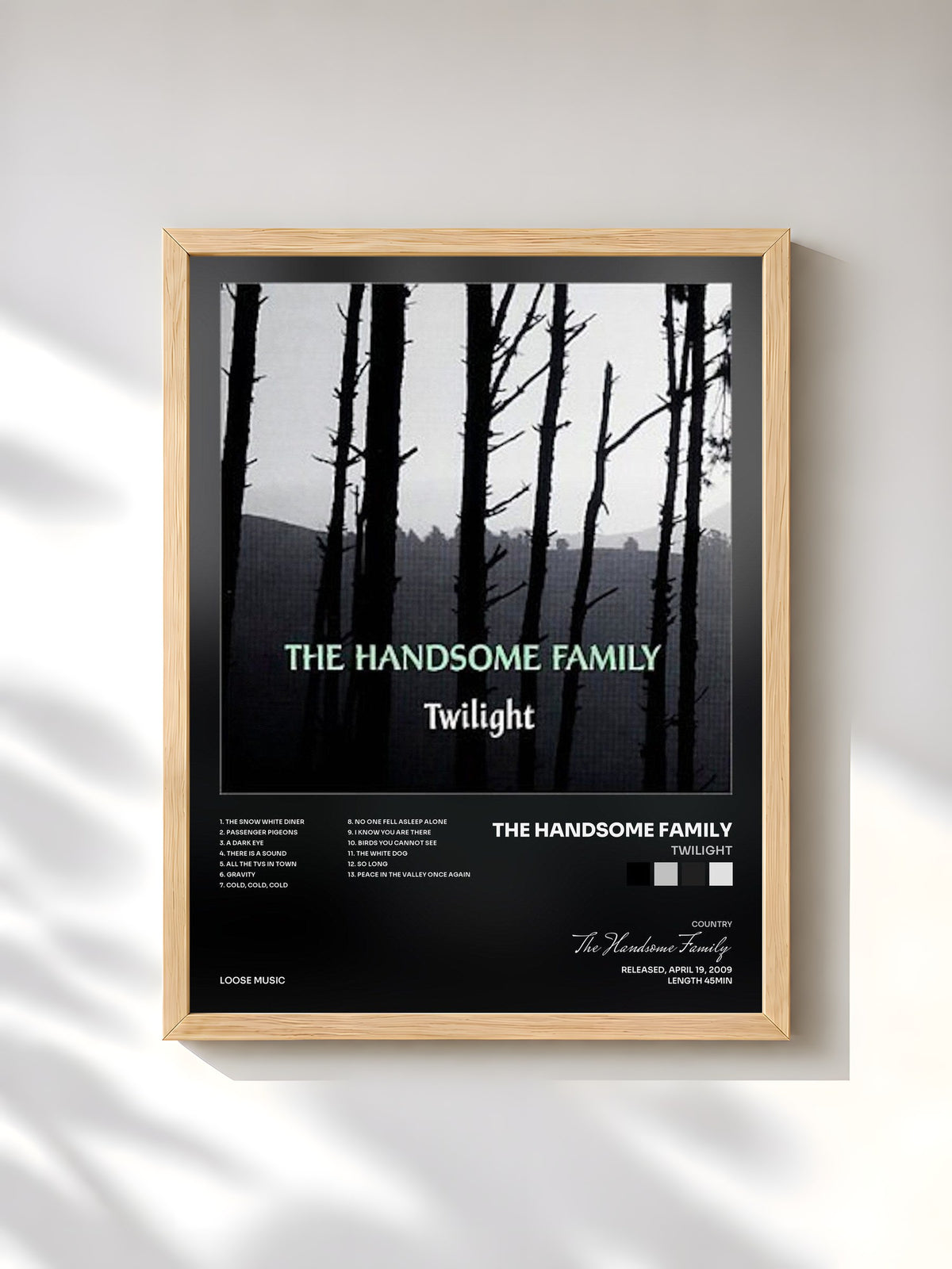 #bois Tableau de l'album Twilight de The Handsome Family, cadre en bois brut, imprimé et encadré en France