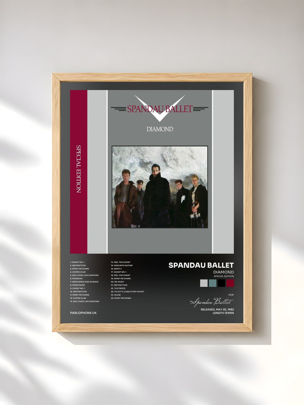#bois Tableau de l'album Diamond (Special Edition) de Spandau Ballet, cadre en bois brut, imprimé et encadré en France