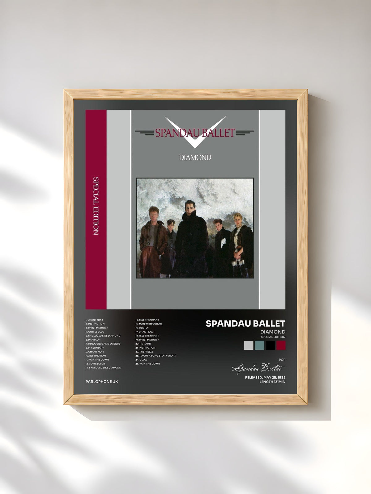 #bois Tableau de l'album Diamond (Special Edition) de Spandau Ballet, cadre en bois brut, imprimé et encadré en France
