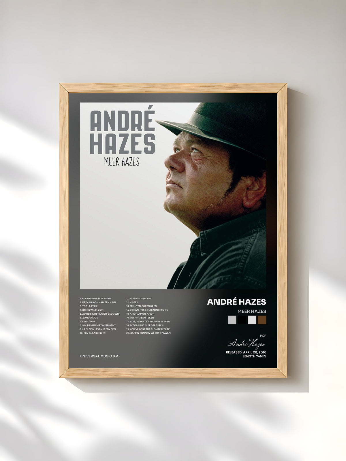 #bois Tableau de l'album Meer Hazes de André Hazes, cadre en bois brut, imprimé et encadré en France