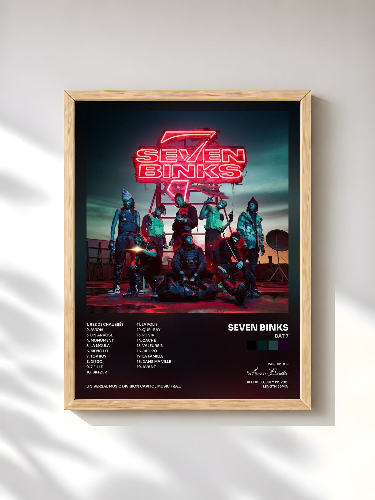 #bois Tableau de l'album Bat 7 de Seven Binks, cadre en bois brut, imprimé et encadré en France