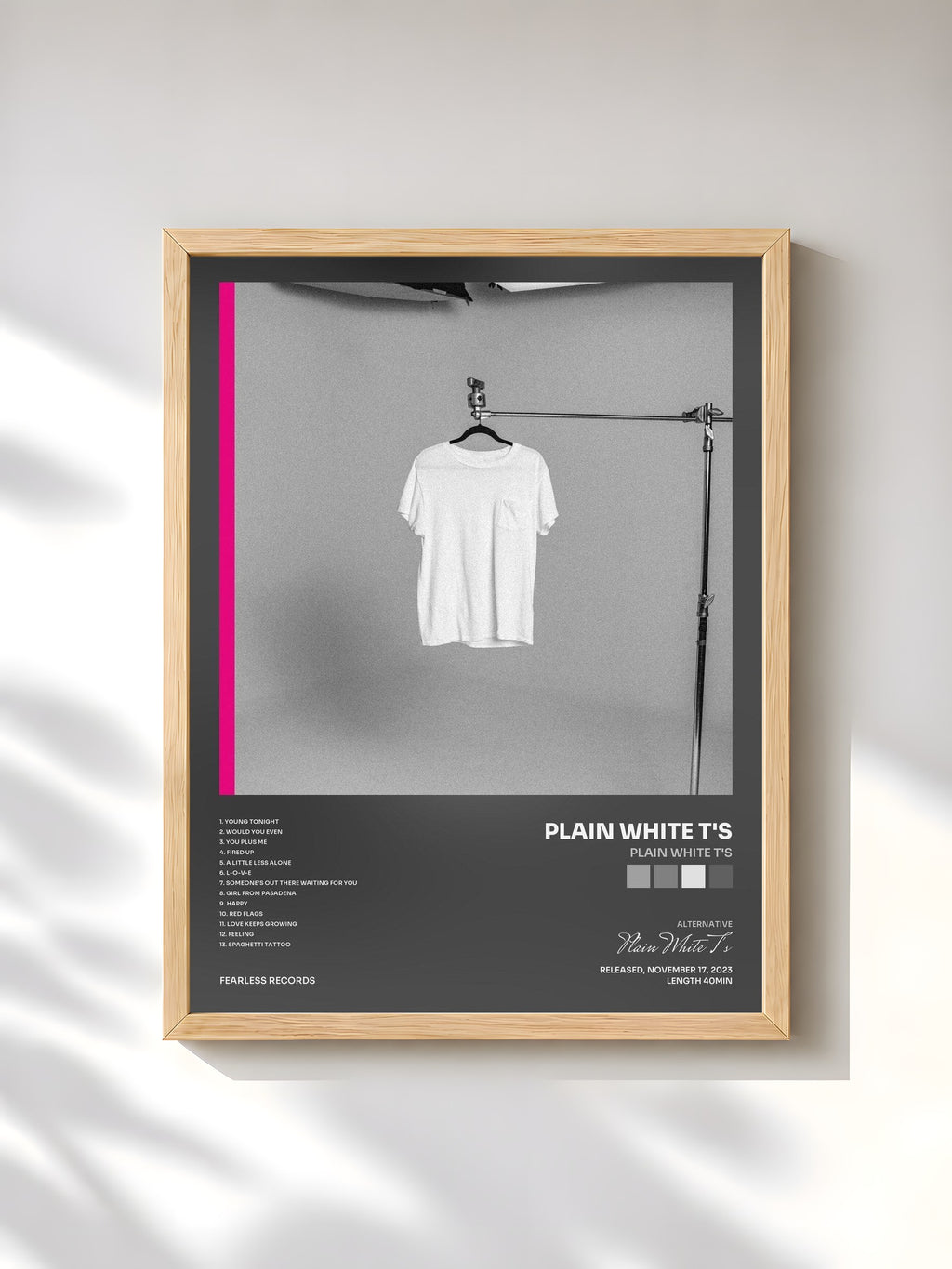 #bois Tableau de l'album Plain White T's de Plain White T's, cadre en bois brut, imprimé et encadré en France