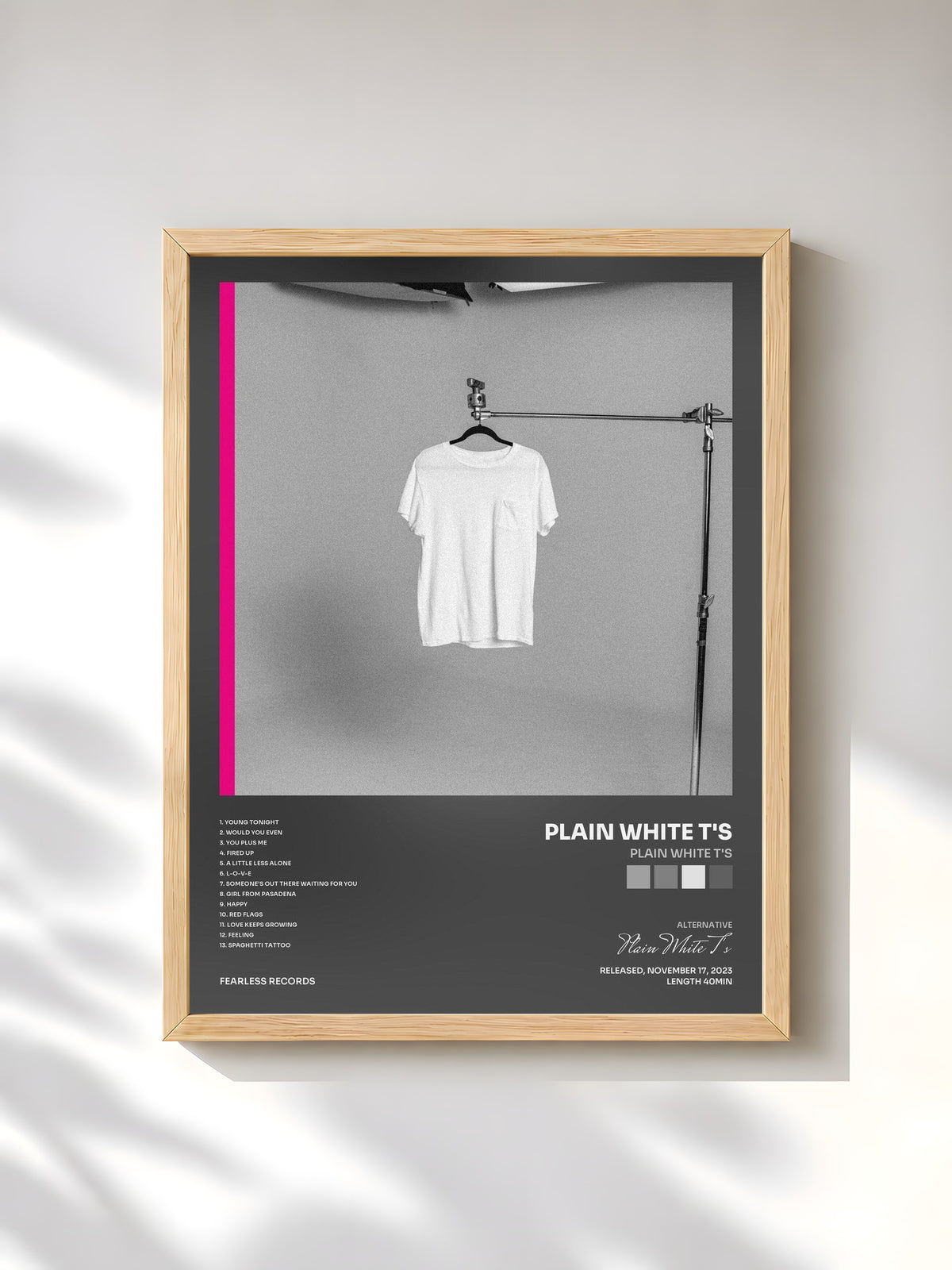 #bois Tableau de l'album Plain White T's de Plain White T's, cadre en bois brut, imprimé et encadré en France