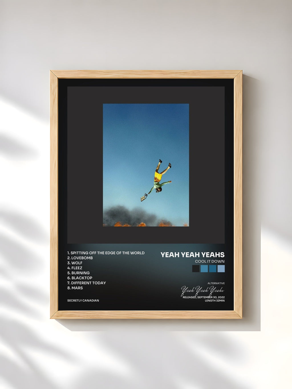 #bois Tableau de l'album Cool It Down de Yeah Yeah Yeahs, cadre en bois brut, imprimé et encadré en France