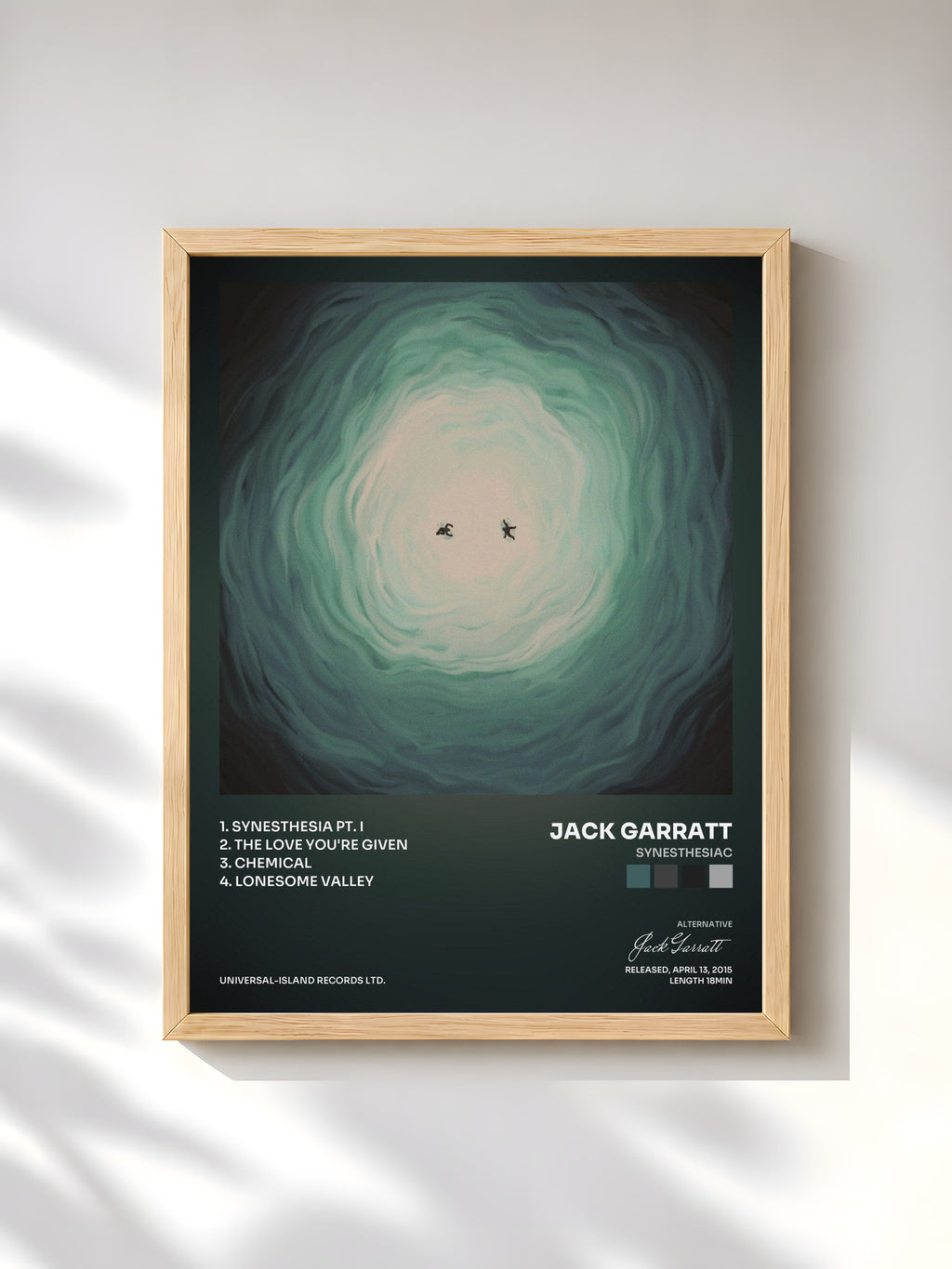 #bois Tableau de l'album Synesthesiac de Jack Garratt, cadre en bois brut, imprimé et encadré en France