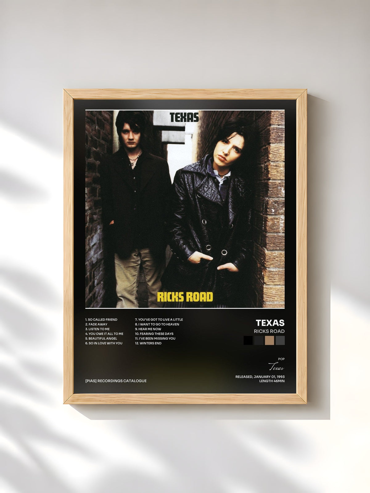 #bois Tableau de l'album Ricks Road de Texas, cadre en bois brut, imprimé et encadré en France