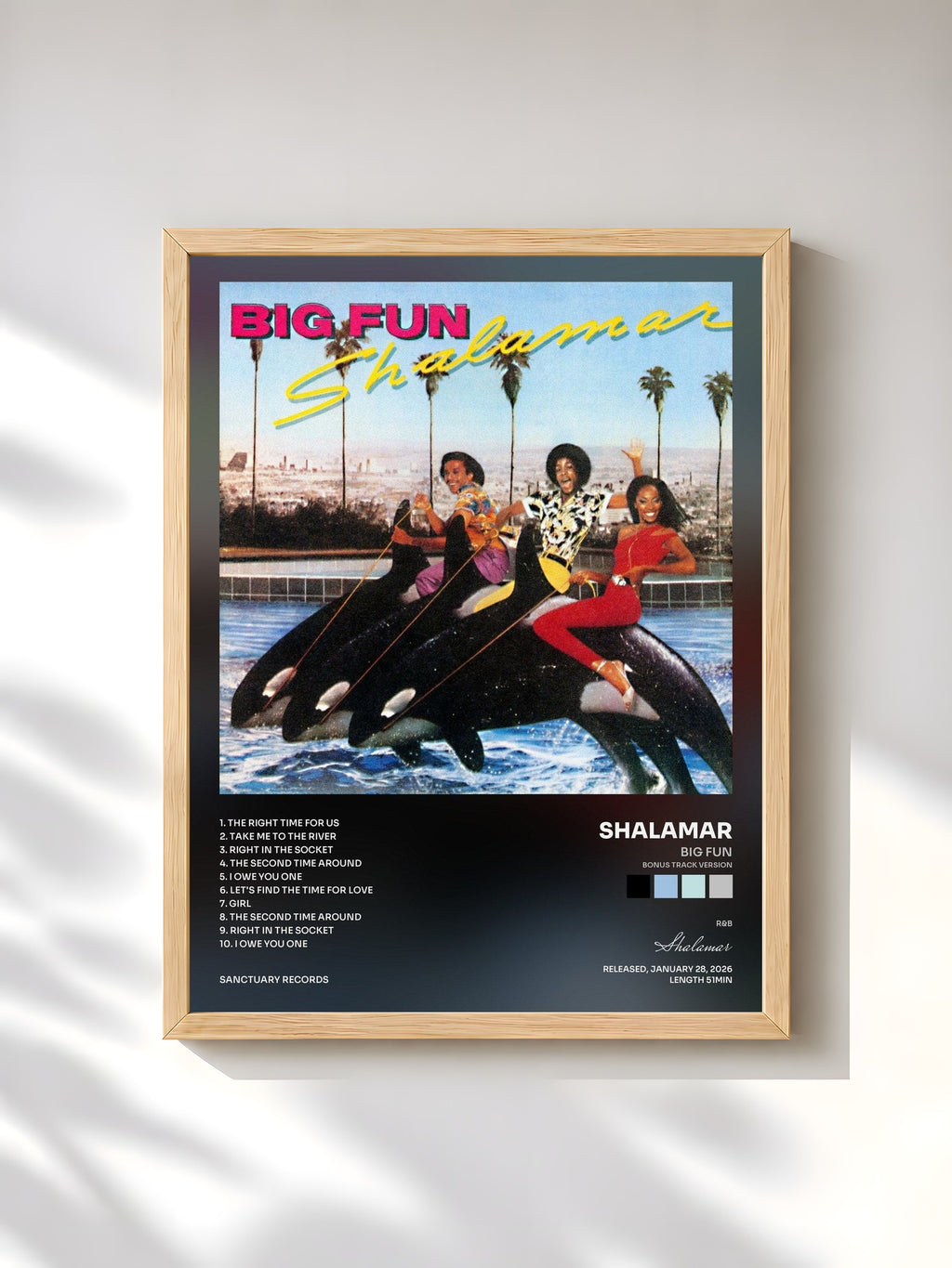 #bois Tableau de l'album Big Fun (Bonus Track Version) de Shalamar, cadre en bois brut, imprimé et encadré en France
