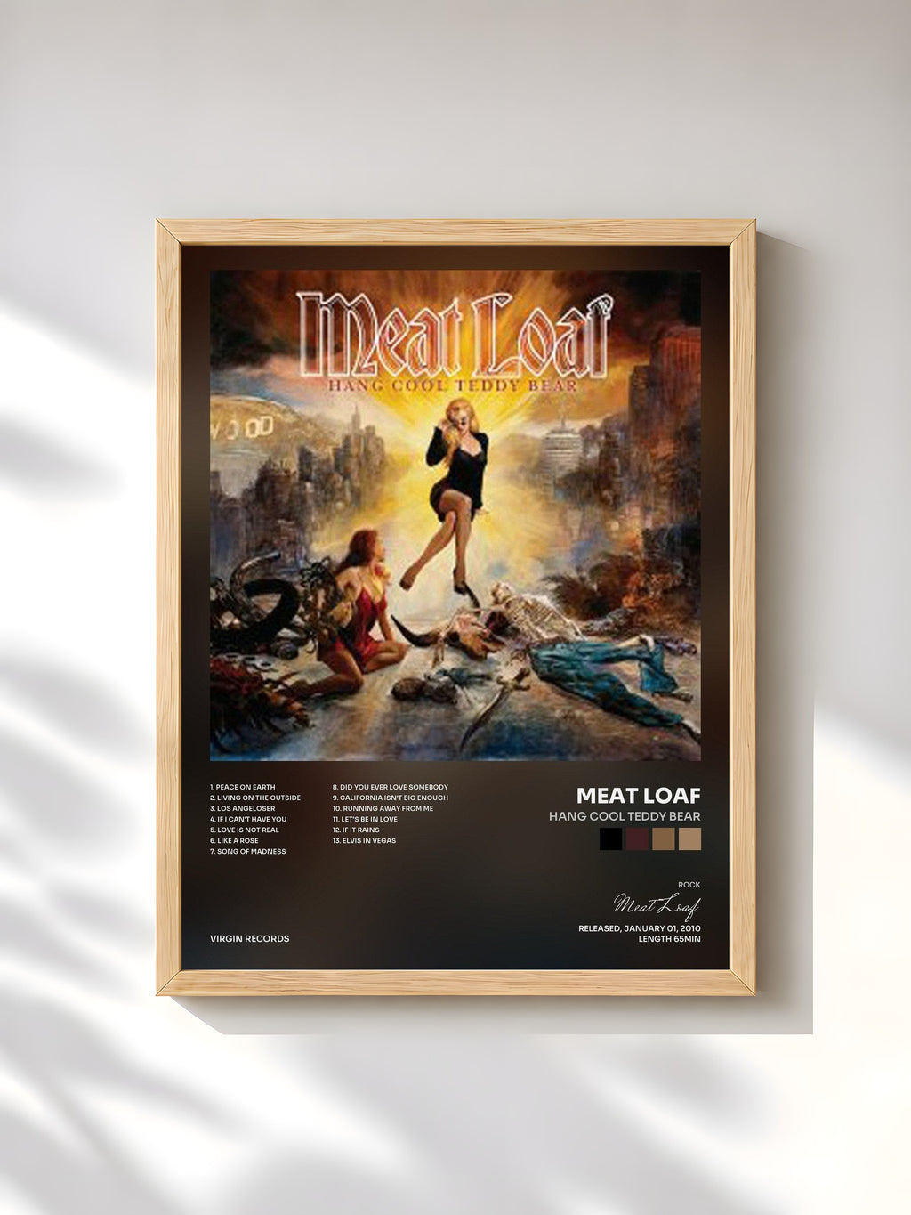 #bois Tableau de l'album Hang Cool Teddy Bear de Meat Loaf, cadre en bois brut, imprimé et encadré en France