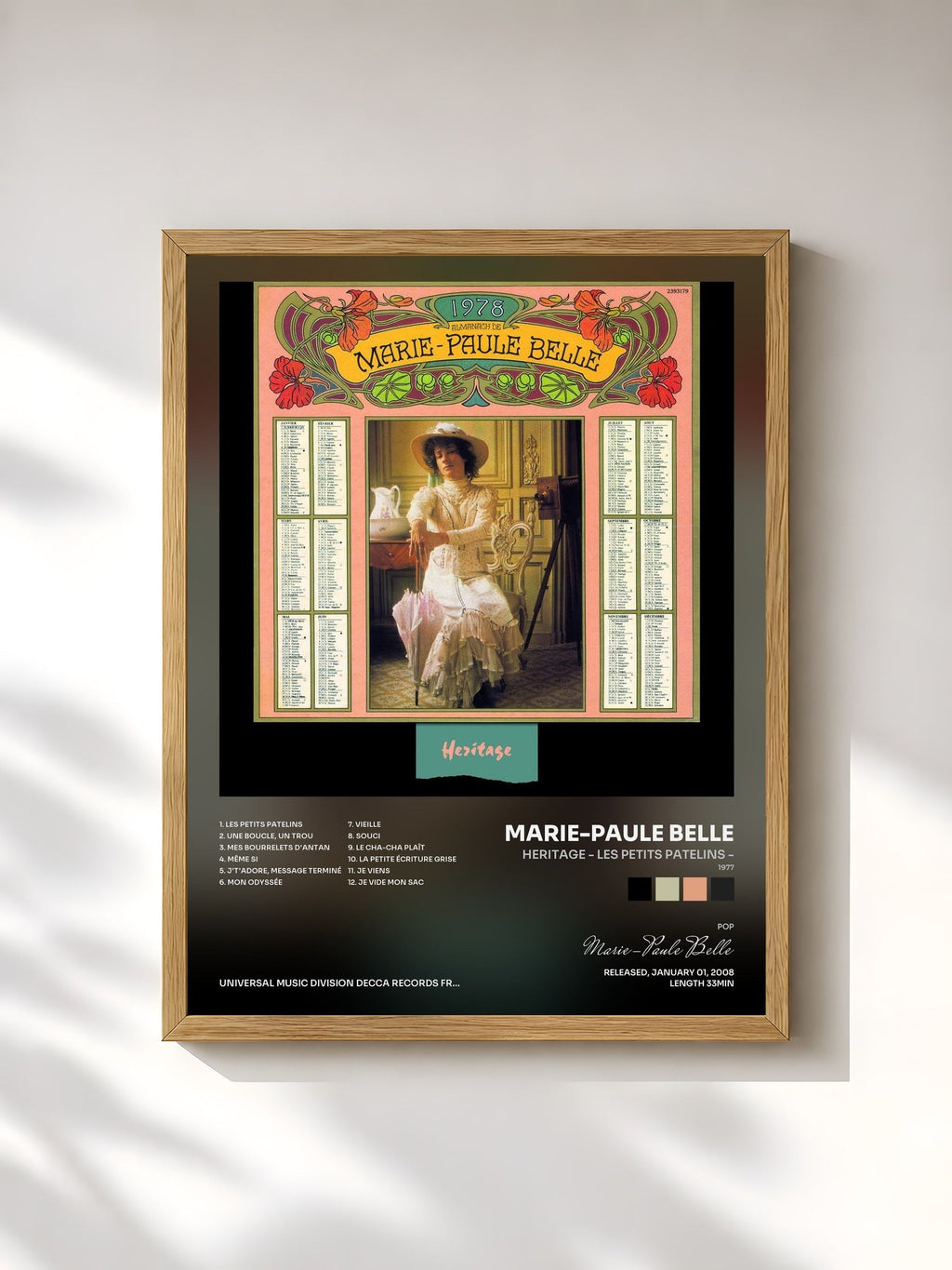 #bois Tableau de l'album Heritage - Les Petits Patelins - (1977) de Marie-Paule Belle, cadre en bois brut, imprimé et encadré en France