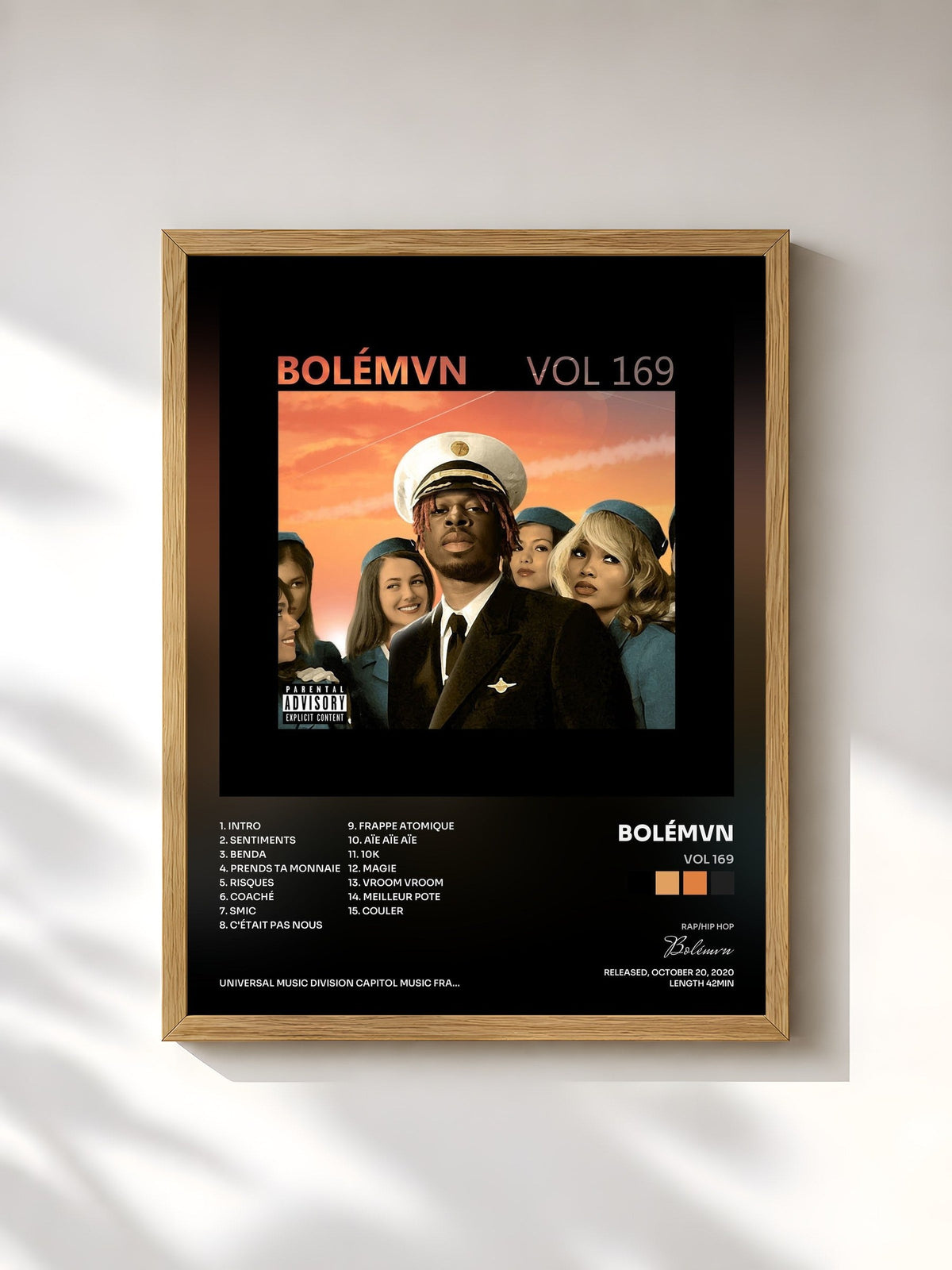 #bois Tableau de l'album Vol 169 de Bolémvn, cadre en bois brut, imprimé et encadré en France