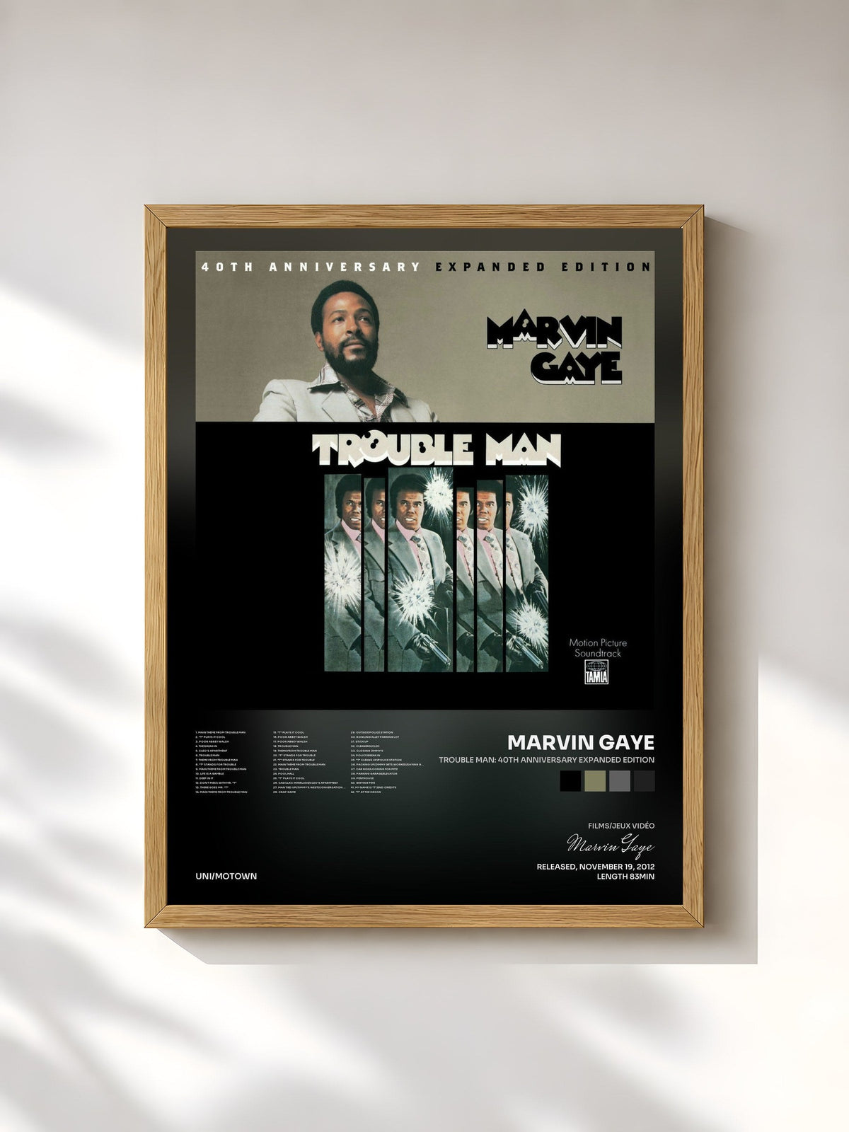 #bois Tableau de l'album Trouble Man: 40th Anniversary Expanded Edition de Marvin Gaye, cadre en bois brut, imprimé et encadré en France