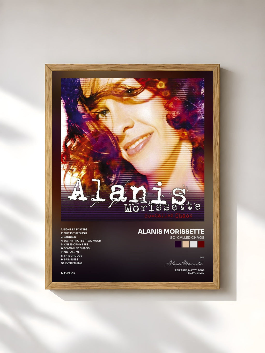 #bois Tableau de l'album So-Called Chaos de Alanis Morissette, cadre en bois brut, imprimé et encadré en France