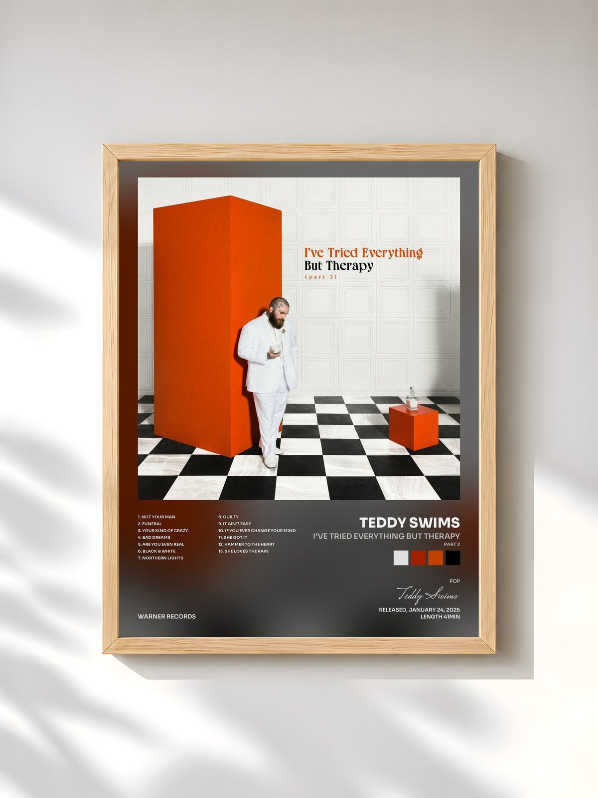 #bois Tableau de l'album I've Tried Everything But Therapy (Part 2) de Teddy Swims, cadre en bois brut, imprimé et encadré en France