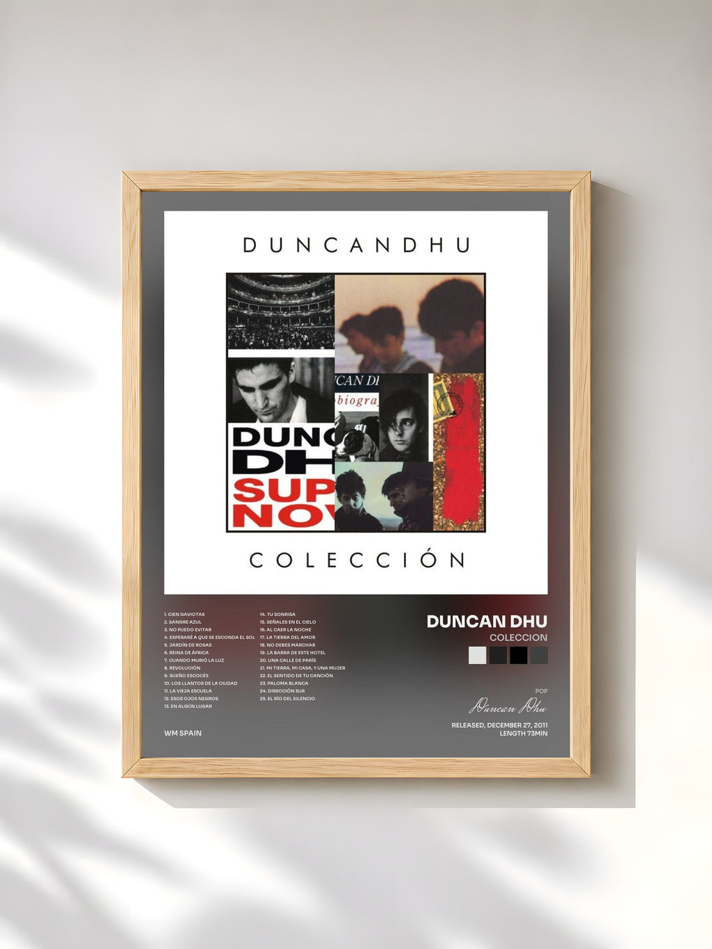 #bois Tableau de l'album Coleccion de Duncan Dhu, cadre en bois brut, imprimé et encadré en France