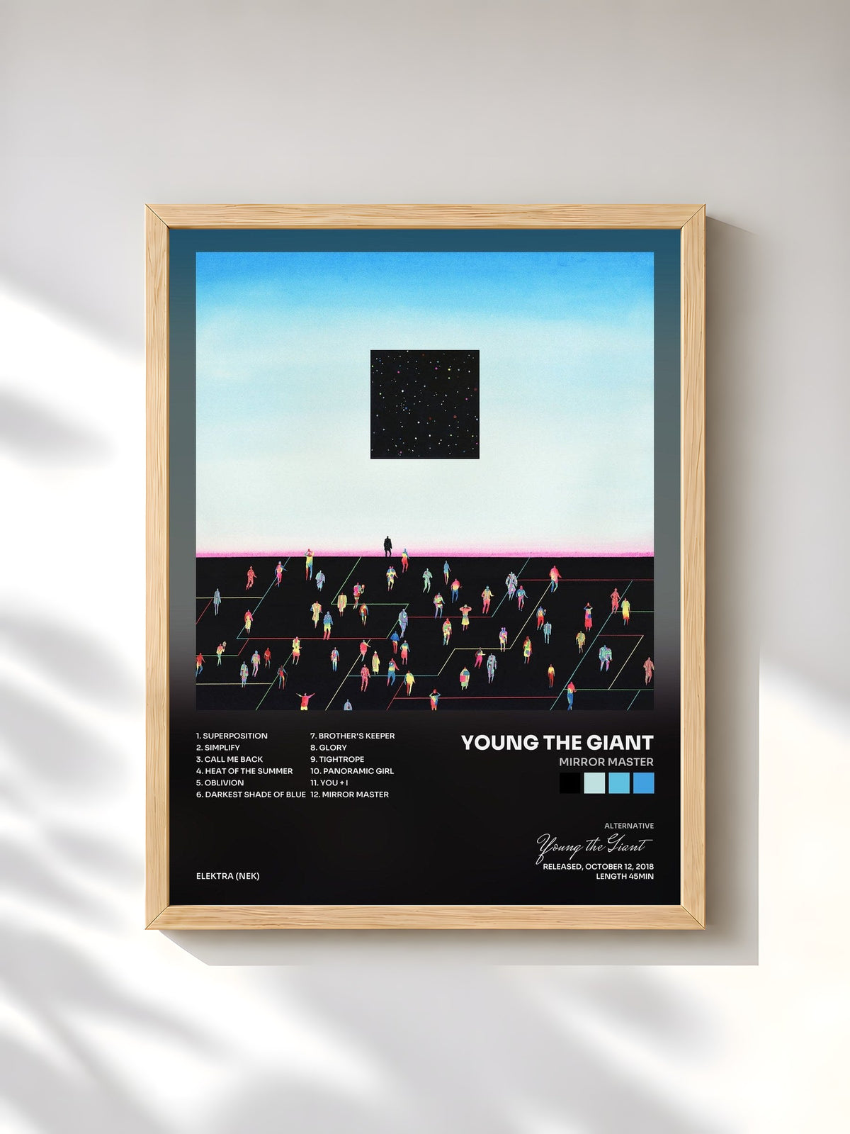 #bois Tableau de l'album Mirror Master de Young the Giant, cadre en bois brut, imprimé et encadré en France