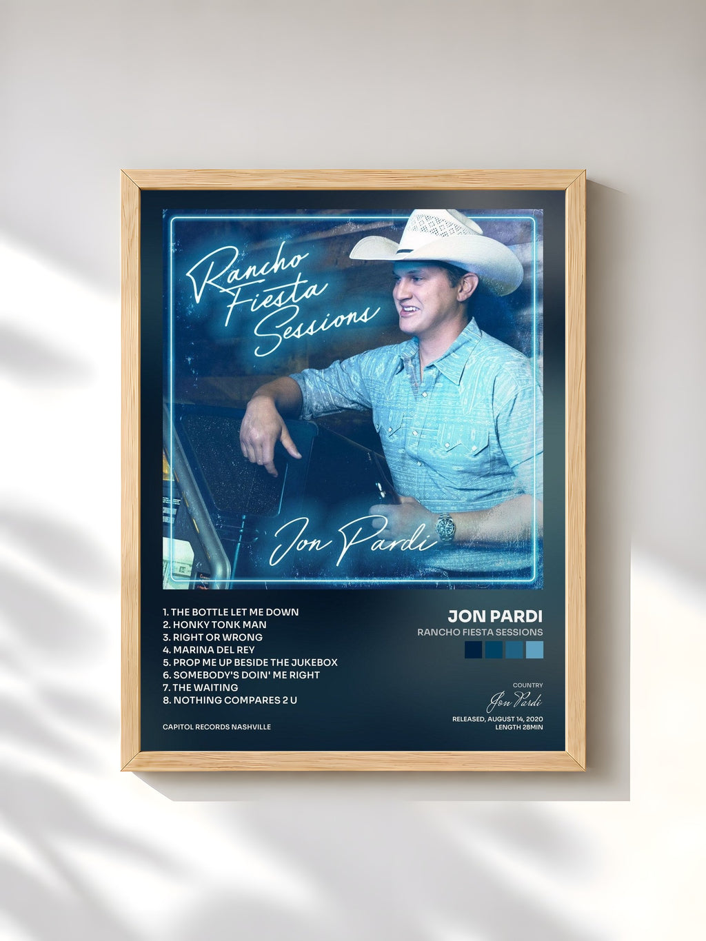 #bois Tableau de l'album Rancho Fiesta Sessions de Jon Pardi, cadre en bois brut, imprimé et encadré en France
