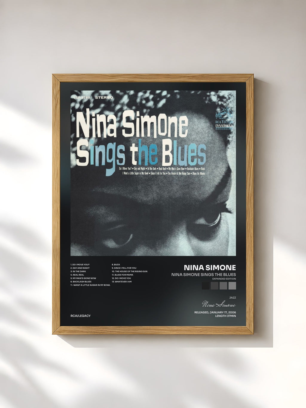 #bois Tableau de l'album Nina Simone Sings The Blues (Expanded Edition) de Nina Simone, cadre en bois brut, imprimé et encadré en France