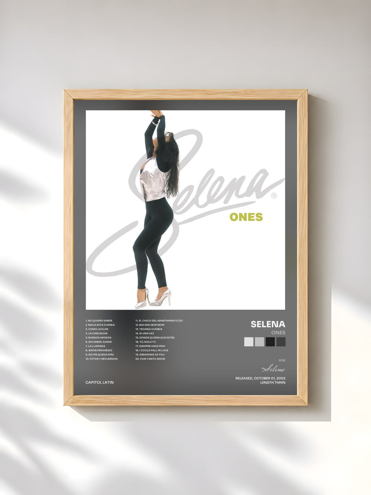 #bois Tableau de l'album Ones de Selena, cadre en bois brut, imprimé et encadré en France