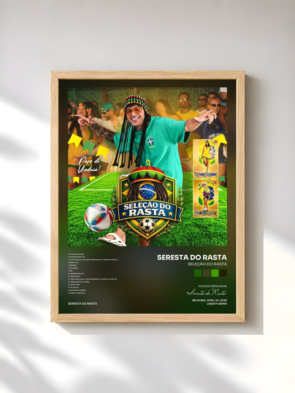 #bois Tableau de l'album Seleção do Rasta de Seresta do Rasta, cadre en bois brut, imprimé et encadré en France