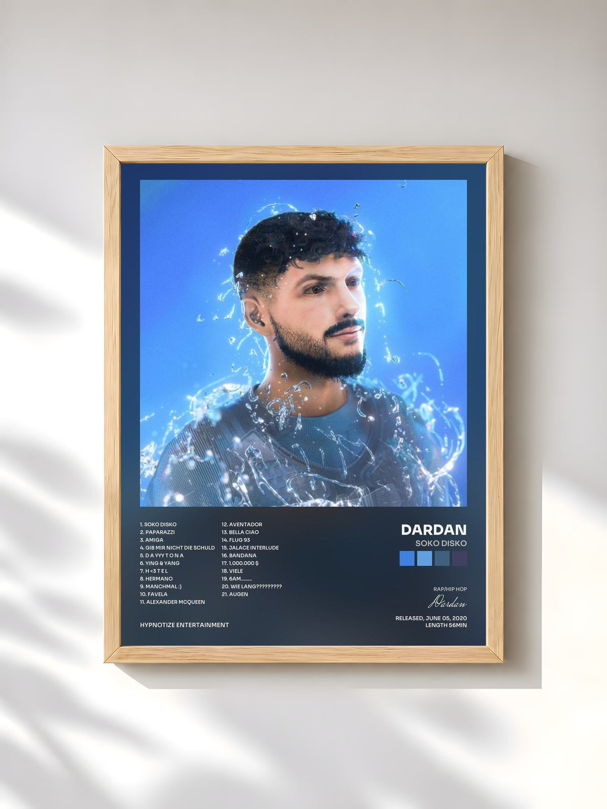 #bois Tableau de l'album SOKO DISKO de Dardan, cadre en bois brut, imprimé et encadré en France