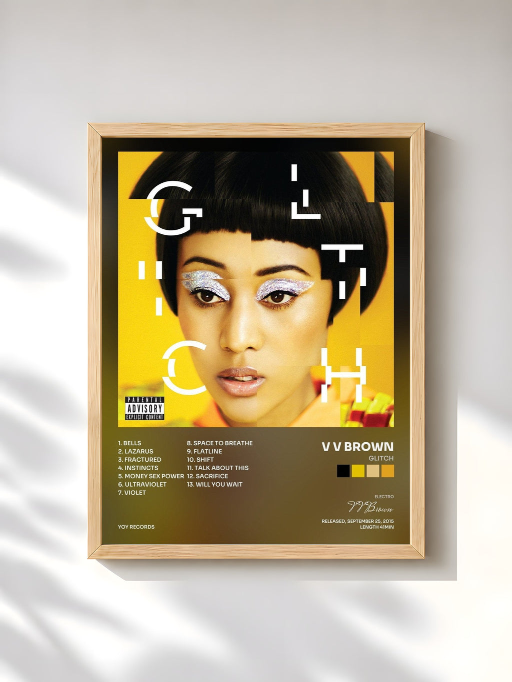 #bois Tableau de l'album Glitch de V V Brown, cadre en bois brut, imprimé et encadré en France