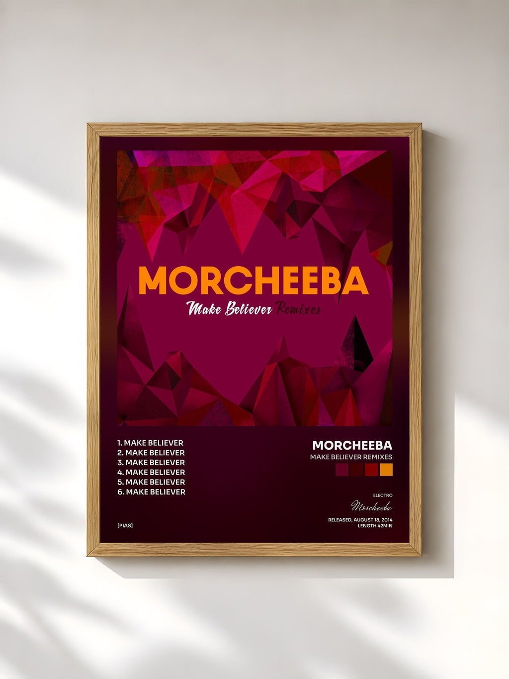 #bois Tableau de l'album Make Believer Remixes de Morcheeba, cadre en bois brut, imprimé et encadré en France