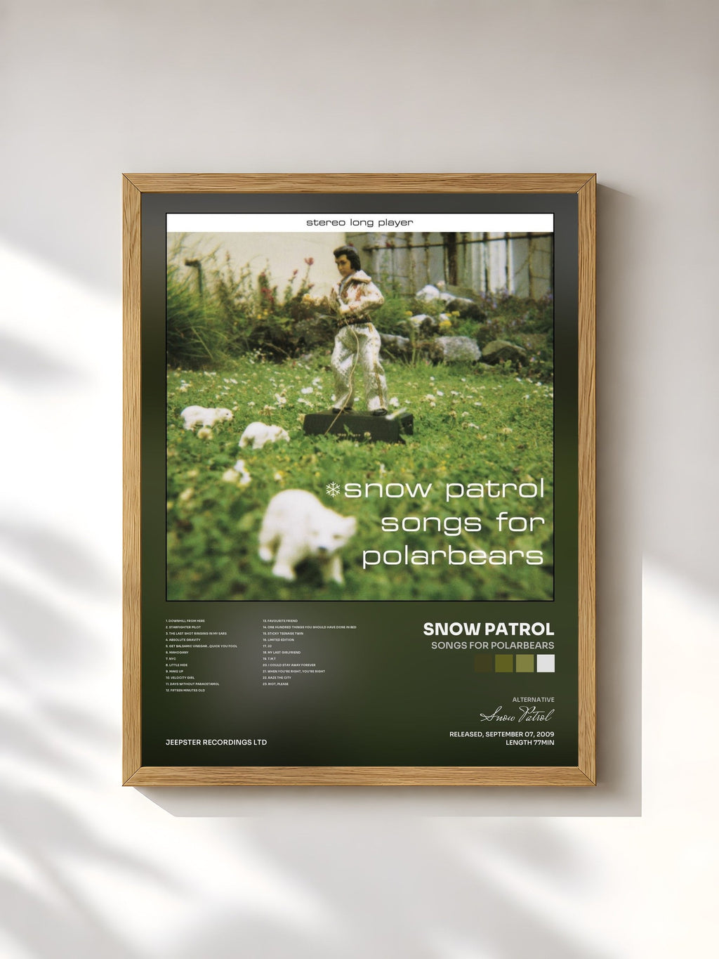 #bois Tableau de l'album Songs for Polarbears de Snow Patrol, cadre en bois brut, imprimé et encadré en France