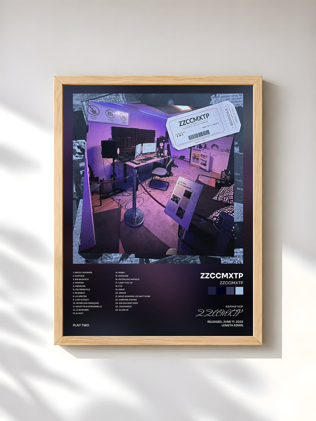 #bois Tableau de l'album ZZCCMXTP de ZZCCMXTP, cadre en bois brut, imprimé et encadré en France