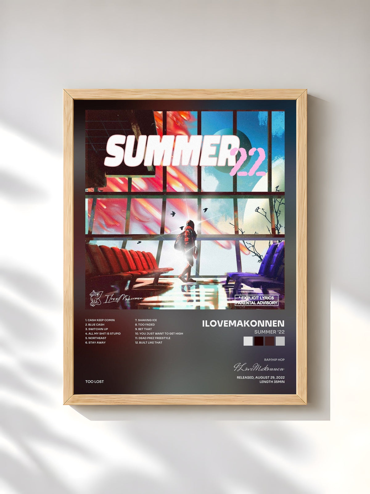 #bois Tableau de l'album Summer '22 de ILoveMakonnen, cadre en bois brut, imprimé et encadré en France