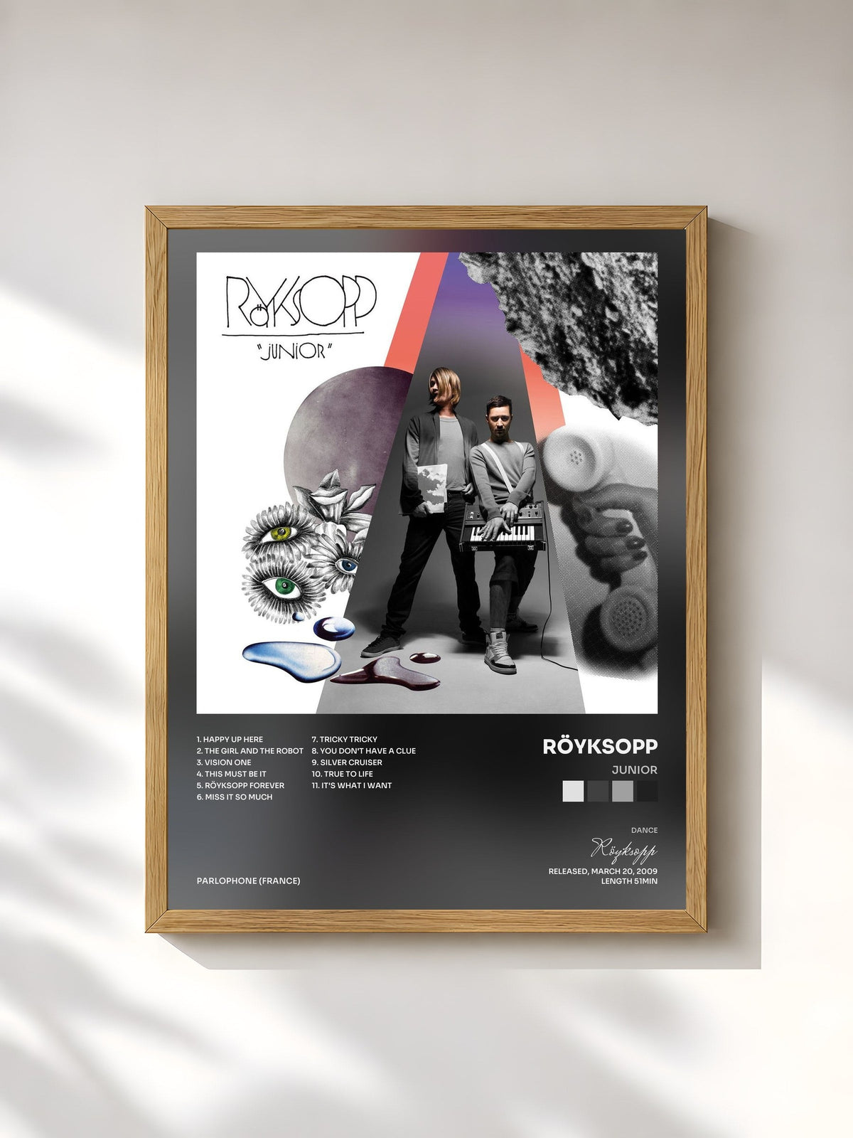 #bois Tableau de l'album Junior de Röyksopp, cadre en bois brut, imprimé et encadré en France