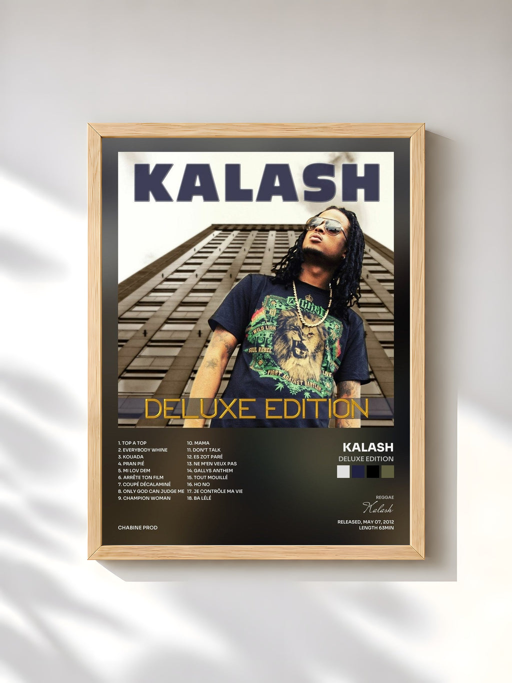 #bois Tableau de l'album Deluxe Edition de Kalash, cadre en bois brut, imprimé et encadré en France