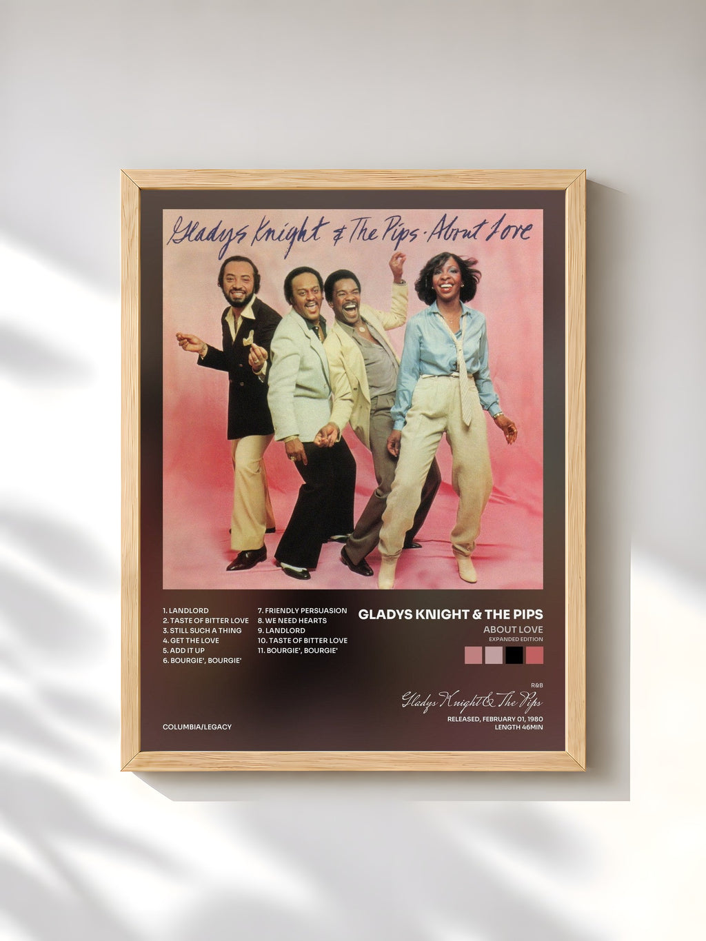 #bois Tableau de l'album About Love (Expanded Edition) de Gladys Knight & The Pips, cadre en bois brut, imprimé et encadré en France