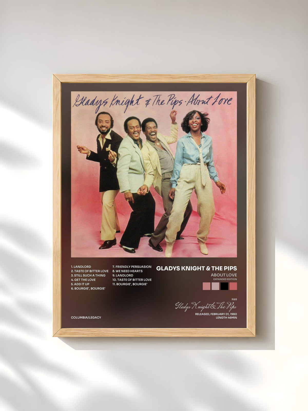 #bois Tableau de l'album About Love (Expanded Edition) de Gladys Knight & The Pips, cadre en bois brut, imprimé et encadré en France